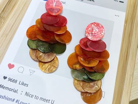 Wholesale Fashion Exaggerated Natural Shell Disc Colorful Earrings Hot on Sale