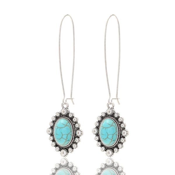 Wholesale Bohemian Metal Turquoise Drop Earrings Online Sale