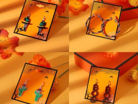 Wholesale Halloween BOO Cartoon Funny Boots Cactus Alloy Earrings Discount