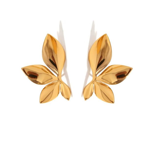 Wholesale Glossy Flower and Leaf Metal Stud Earrings Cheap