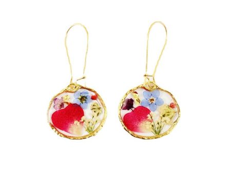 Wholesale 6pcs Irregular Round Rose Petal Dried Flower Glue Drop Earrings For Discount