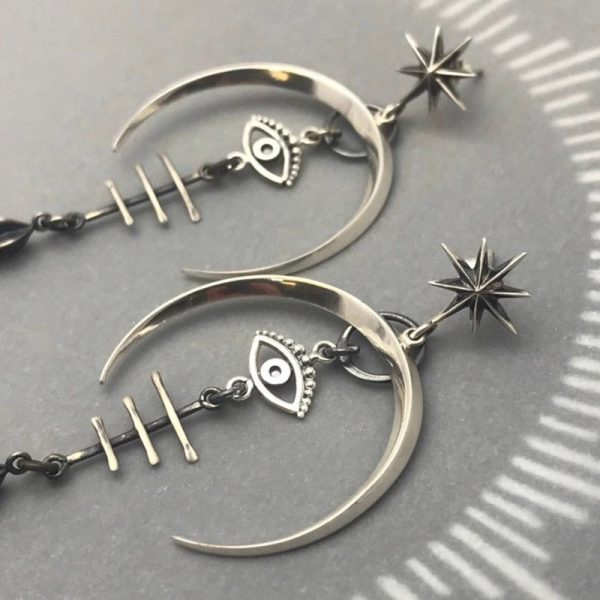 Wholesale Punk Rock Halloween Goth Devil Eyes Silver Plated Earrings Online Hot Sale