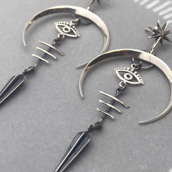 Wholesale Punk Rock Halloween Goth Devil Eyes Silver Plated Earrings Online Hot Sale