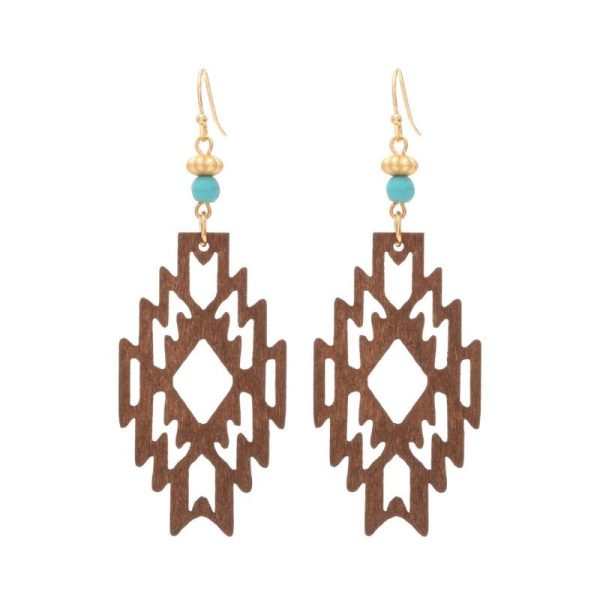 Wholesale Bohemian Hollow Wood Diamond Earrings Online