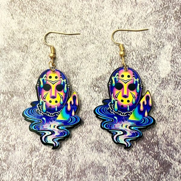 Wholesale Halloween Horror Tie Dye Printed Acrylic Earrings Cheap