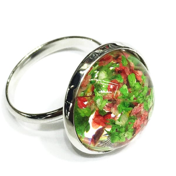 Wholesale 6pcs Real Flower Two-color Adjustable Ring Supply