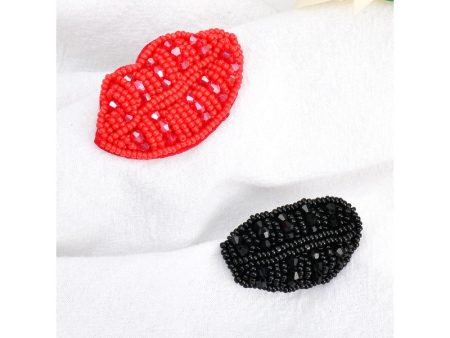 Wholesale DIY Handmade Beaded Cloth Paste Rice Beads Crystal Red Black Lips Hat Clothes Decoration Discount