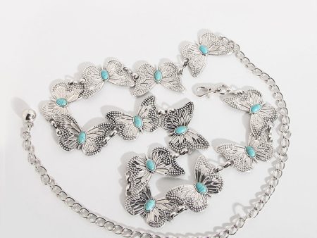 Wholesale Butterfly Daisy Metal Versatile Silver Waist Chain Hot on Sale