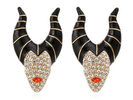 Wholesale Halloween Horn Witch Alloy Diamond Oil Dripping Earrings Online Sale