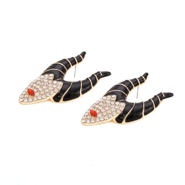 Wholesale Halloween Horn Witch Alloy Diamond Oil Dripping Earrings Online Sale