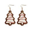 Wholesale Christmas Black and Red Plaid Christmas Tree Wooden Earrings Online