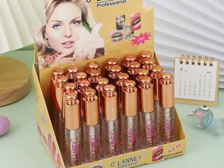 Wholesale 24pcs Transparent Gold Foil Color Changing Lip Varnish Sale