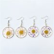 Wholesale 6pcs Resin Dripping Dried Flower Crystal Chrysanthemum Specimen Earrings Fashion