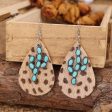 Wholesale Exaggerated Cactus Turquoise Western Cowboy Horse Hair Leopard Earrings Sale