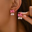 Wholesale Simple Bow Inlaid Pearl Earrings For Discount