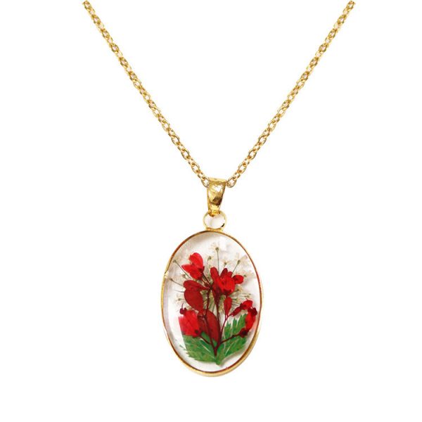 Wholesale 6pcs Original Resin Dried Flower Dripping Glue Necklace Supply