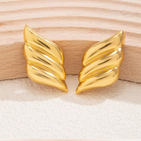 Wholesale Geometric Three-Layer Wings 18K Gold Plated Earrings on Sale