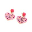 Wholesale My Birthday Colorful Diamond Enamel Heart-shaped Hair Ball Zinc Alloy Earrings Online Sale