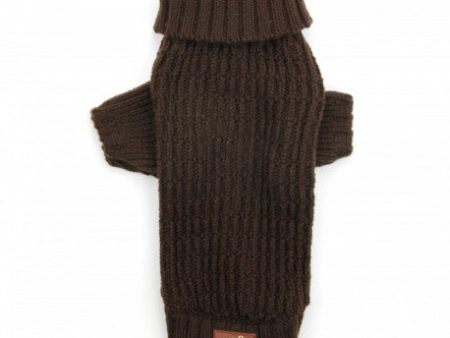 All For Paws Lambswool Fisherman s Weave Dog Puppy Sweater - Chocolate For Discount