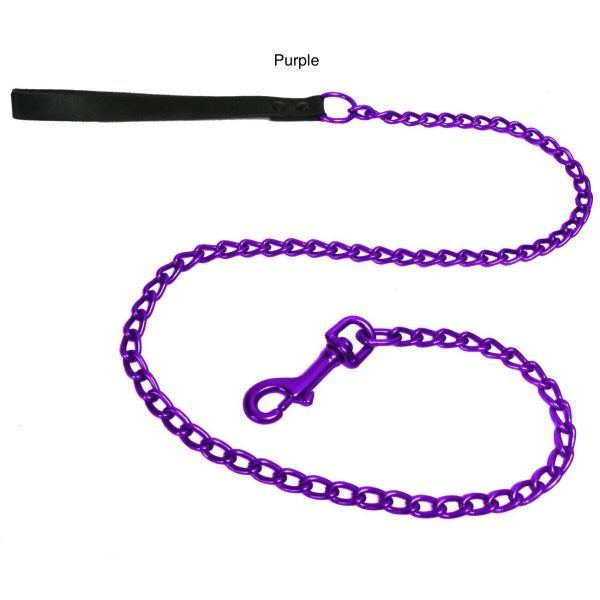 Platinum Pets Stainless Steel Chain Leash With Genuine Leather Handle 48  x 3mm For Sale