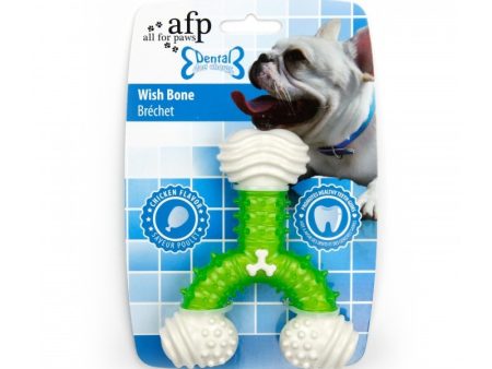 All For Paws Chicken Flavour Dental Wish Bone Dog Toy For Cheap