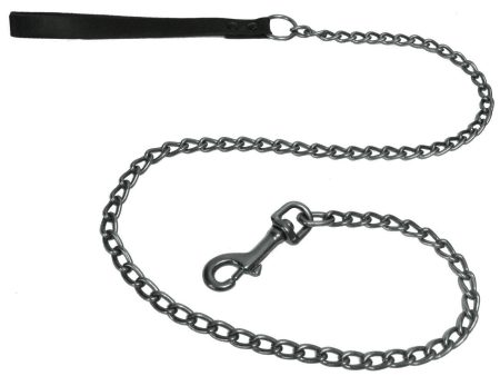 Platinum Pets Stainless Steel Chain Leash With Genuine Leather Handle 48  x 3mm For Sale