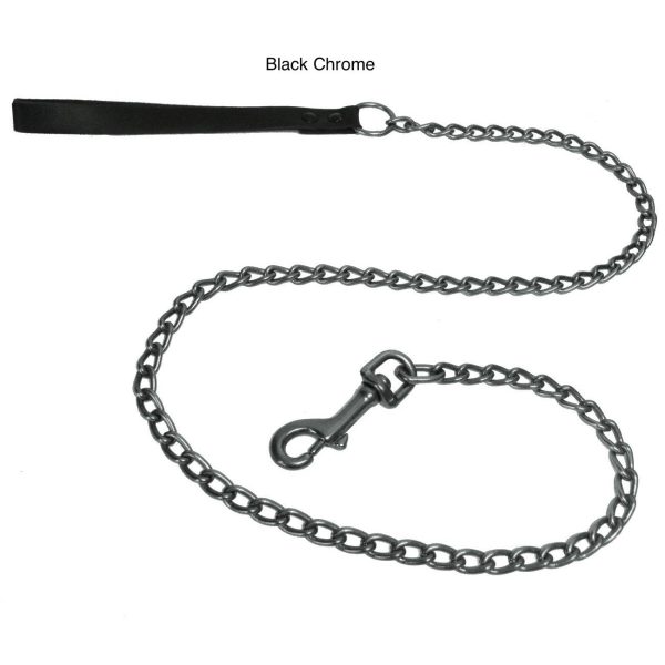 Platinum Pets Stainless Steel Chain Leash With Genuine Leather Handle 48  x 3mm For Sale