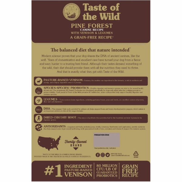 BUNDLE DEAL FREE TREAT : Taste of the Wild Pine Forest with Venison Grain-Free Dry Dog Food For Sale