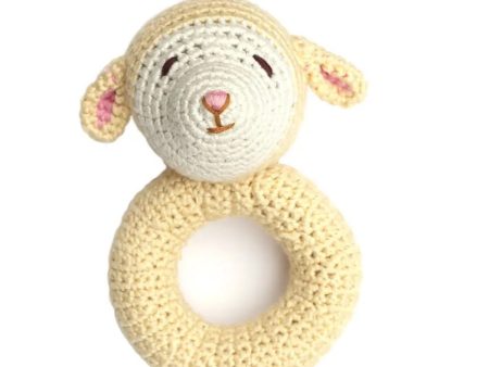 Handmade Crochet Teething Ring Rattle - Lamb Online Hot Sale