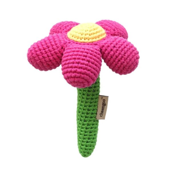 Handmade Crochet Teething Stick Rattle - Flower Discount