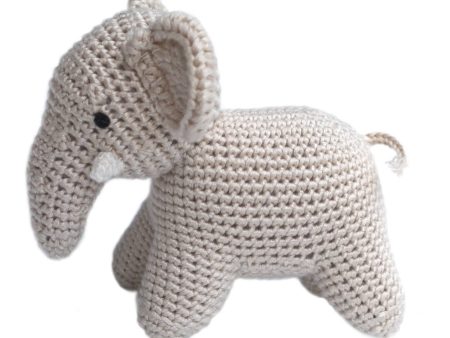 Handmade Bamboo Crochet Teething Rattle - Elephant Discount