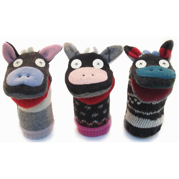 Handmade Upcycled Wool Animal Hand Puppets Sale