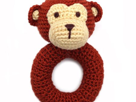 Handmade Crochet Teething Ring Rattle - Monkey Online Sale