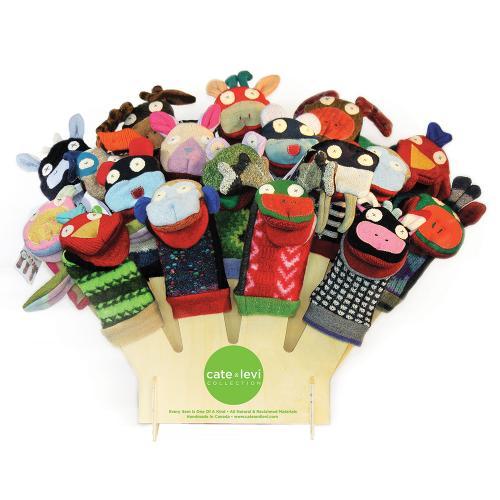 Handmade Upcycled Wool Animal Hand Puppets Sale