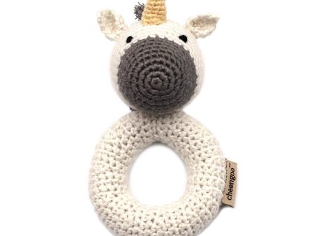 Handmade Crochet Teething Ring Rattle - Unicorn For Cheap