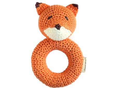 Handmade Crochet Teething Ring Rattle - Fox Sale